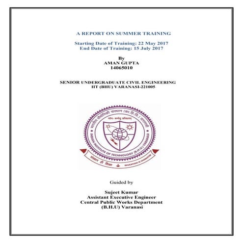 Central Public Works Department (CPWD) summer training report