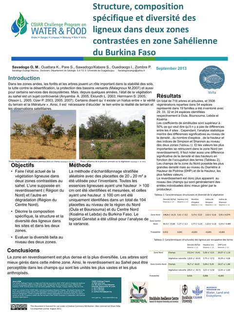 Structure, composition spécifique et diversité des ligneux dans deux zones contrastées en zone Sahélienne du Burkina Faso