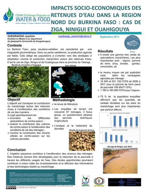 Impacts Socio-Economiques Des Retenues D'Eau Dans La Region Nord Du Burkina Faso: Cas De Ziga, Ninigui Et Ouahigouya