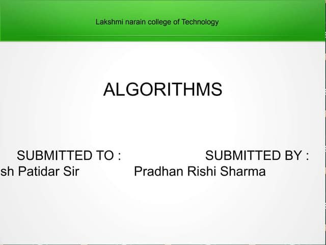 Algorithms | PPT