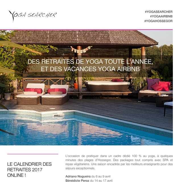 CALENDRIER RETRAITES YOGA 2017 ET FORMULE AIRBNB
