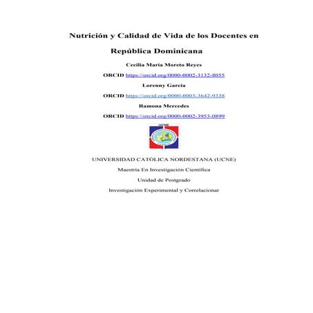 Nutrición y Calidad de Vida de los Docentes en República Dominicana | PDF