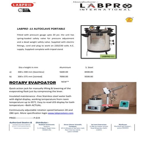Scientific equipment list