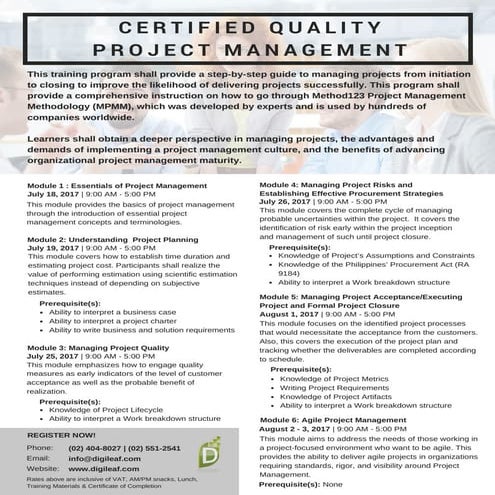 Certified Quality Project Management