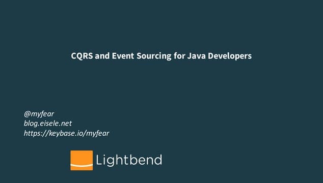CQRS and Event Sourcing for Java Developers
