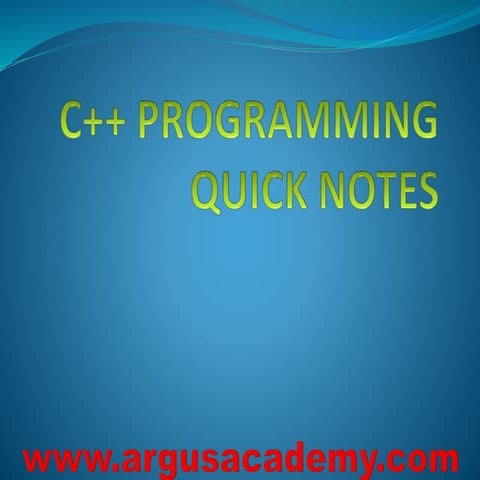 C++ quik notes | PPT