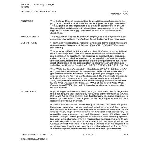 Technology Resource Regulation CR2