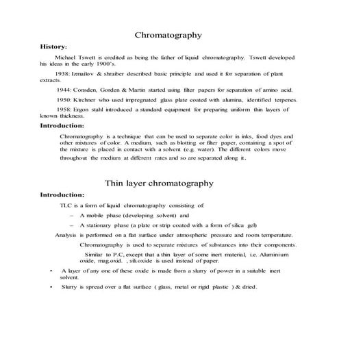 assignment on thin layer chromatography 