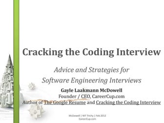 Gayle McDowell: Cracking the coding interview