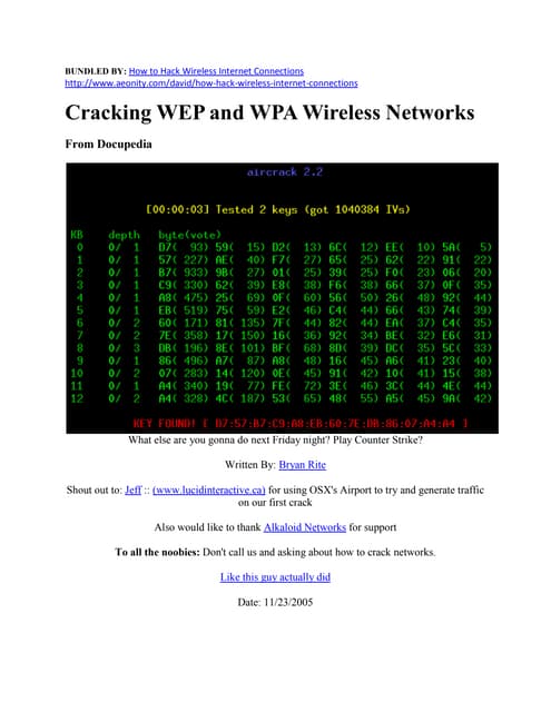 Cracking Wep And Wpa Wireless Networks