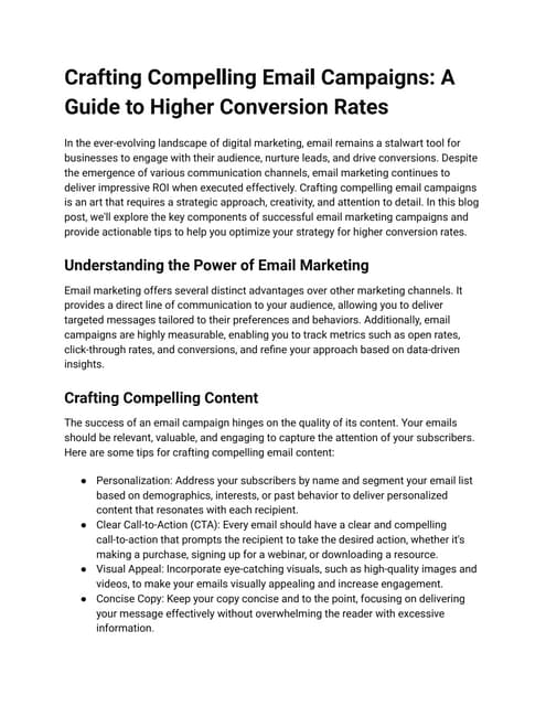 Mastering the Art of Email Marketing: Tips and Tricks - Crafting Compelling Email Content