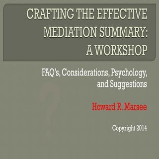 Crafting the Effective Mediation Su...