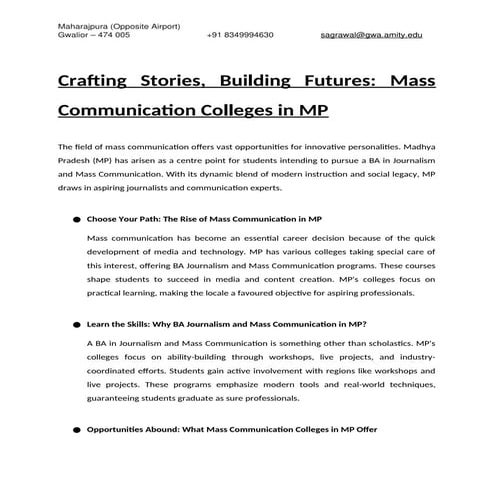 Crafting Stories Building Futures Mass Communication Colleges in MP.docx