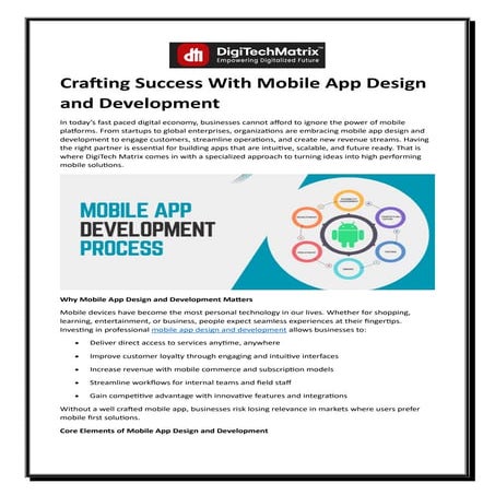 Crafting Success With Mobile App Design and Development