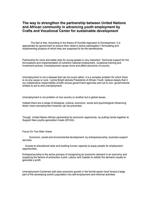 Crafts and vocational center for sustainable development