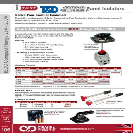 Craig and Derricott Isolators And Switch Disconnectors