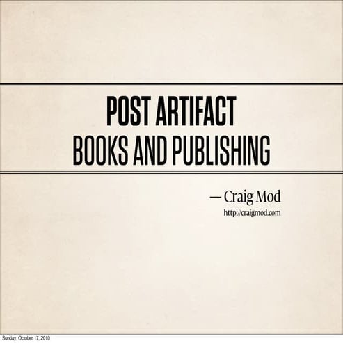 Craig Mod, Publisher / founder at Pre/post