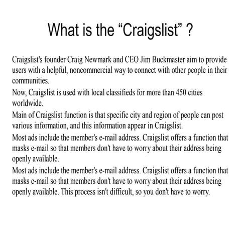 How Craigslist Works