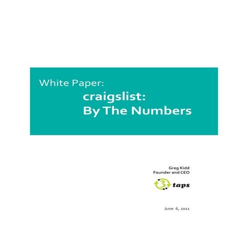Craigslist by the Numbers