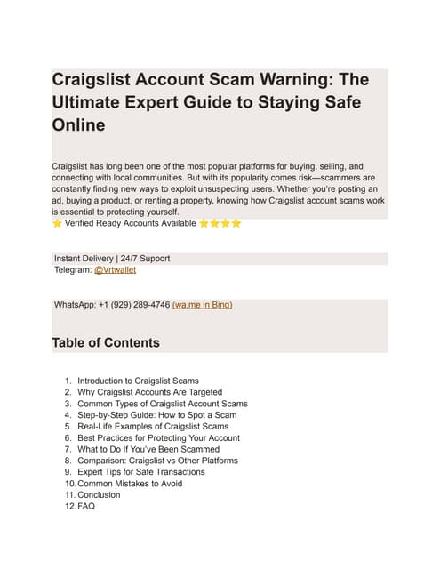 Comprehensive Guide to Avoiding Craigslist Account Scams and Staying ...