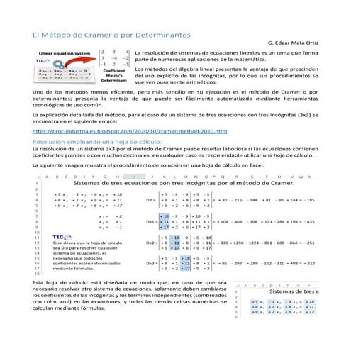Cramer method in excel