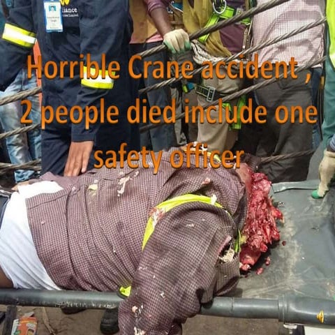 Horrible Crane accident , 2 people died include one safety officer in RIL Jam...