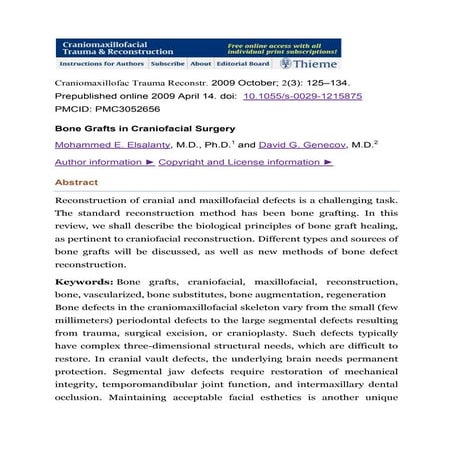 Craniomaxillofac trauma reconstruction bone graft in cranifacial surgery/oral...