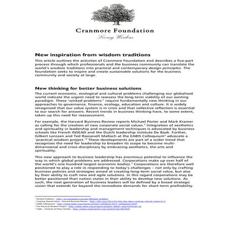 Cranmore Foundation - Five Part Process