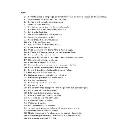 Crase exercícios - Revisão