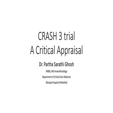 CRASH 3 trial - A Critical care review and appraisal