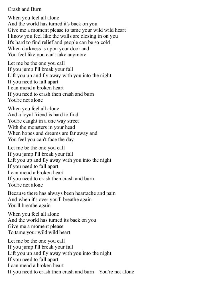 Crash and burn en espanol