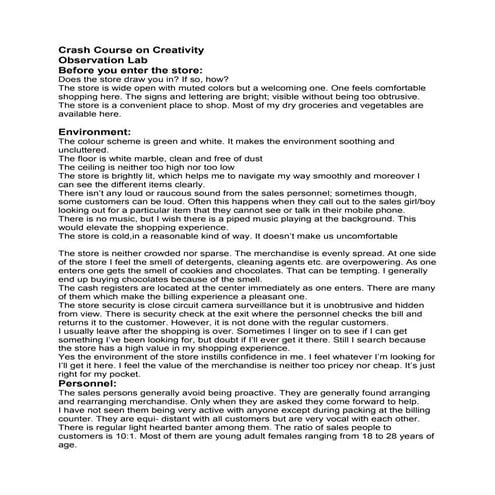 My shopping experience assignment | PDF
