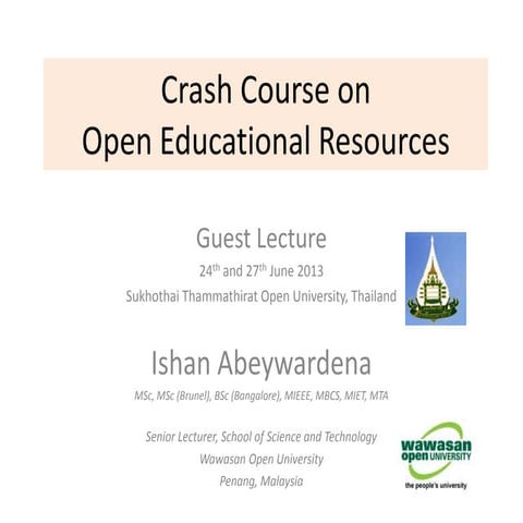 Crash course on open educational resources