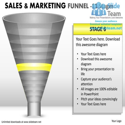 Crash sales & marketing funnel 11 power point slides and ppt diagram templates 