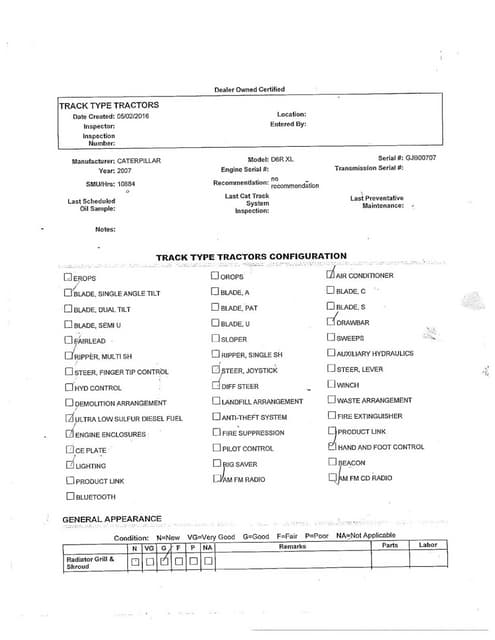 CAT 980G 2KR00876 WHEEL LOADER INSPECTION REPORT | PDF