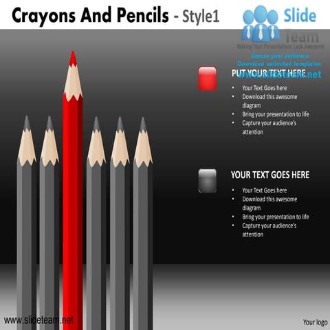 Crayons and pencils design 1 powerpoint presentation templates.