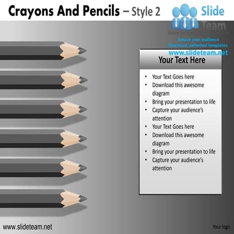 Crayons and pencils style design 2 powerpoint ppt slides.