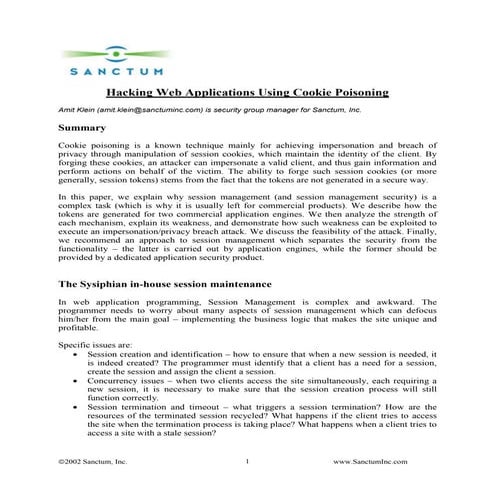 Hacking Web Aplications using Cookie Poisoning