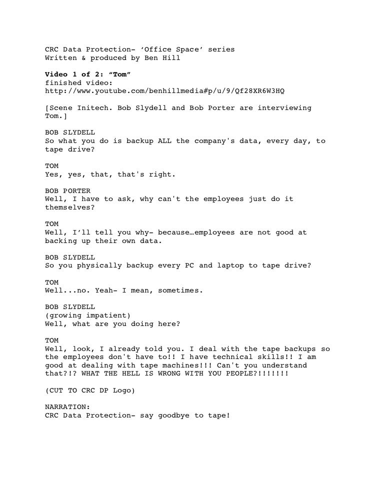 script: CRC Data Protection office space parodies