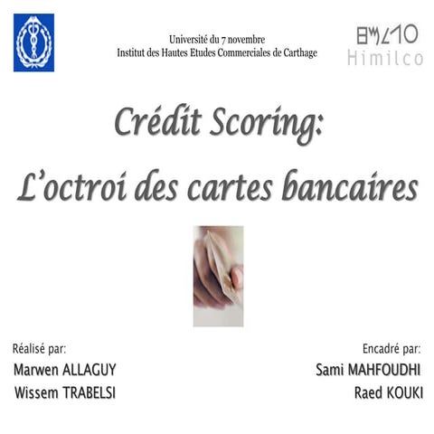 Crédit socring, l'octroi des cartes bancaires (présentation)