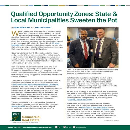 Qualified Opportunity Zones: State & Local Municipalities Sweeten the Pot