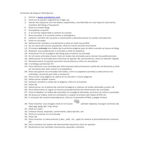 Creaciòn de blog en wordpress udes