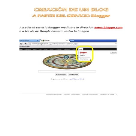 Creación de un blog                 a partir del servicio blogger