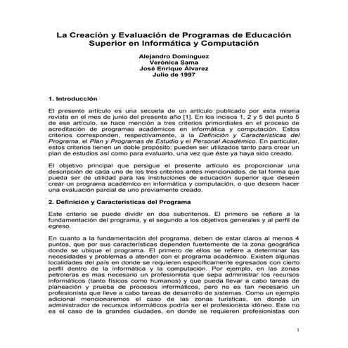 Creación y evaluación de programas de ti