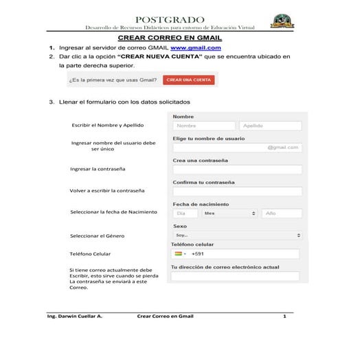 Tutorial para crear un correo de gmail | PPTX