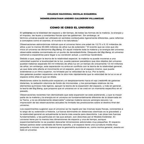 Creacion del universo