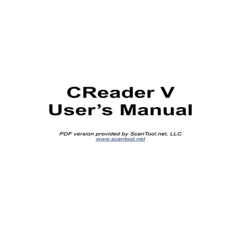 Launch X431 Creader V user manual