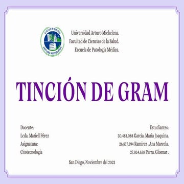 Tinción de Gram y su importancia de la esta tincion en la citología.