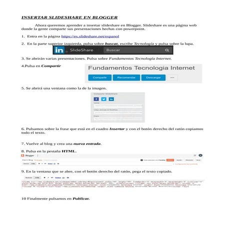Crear blog insertar slide share