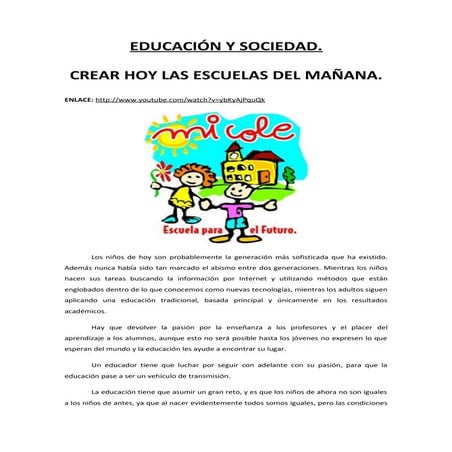 Crear hoy las escuelas del mañana